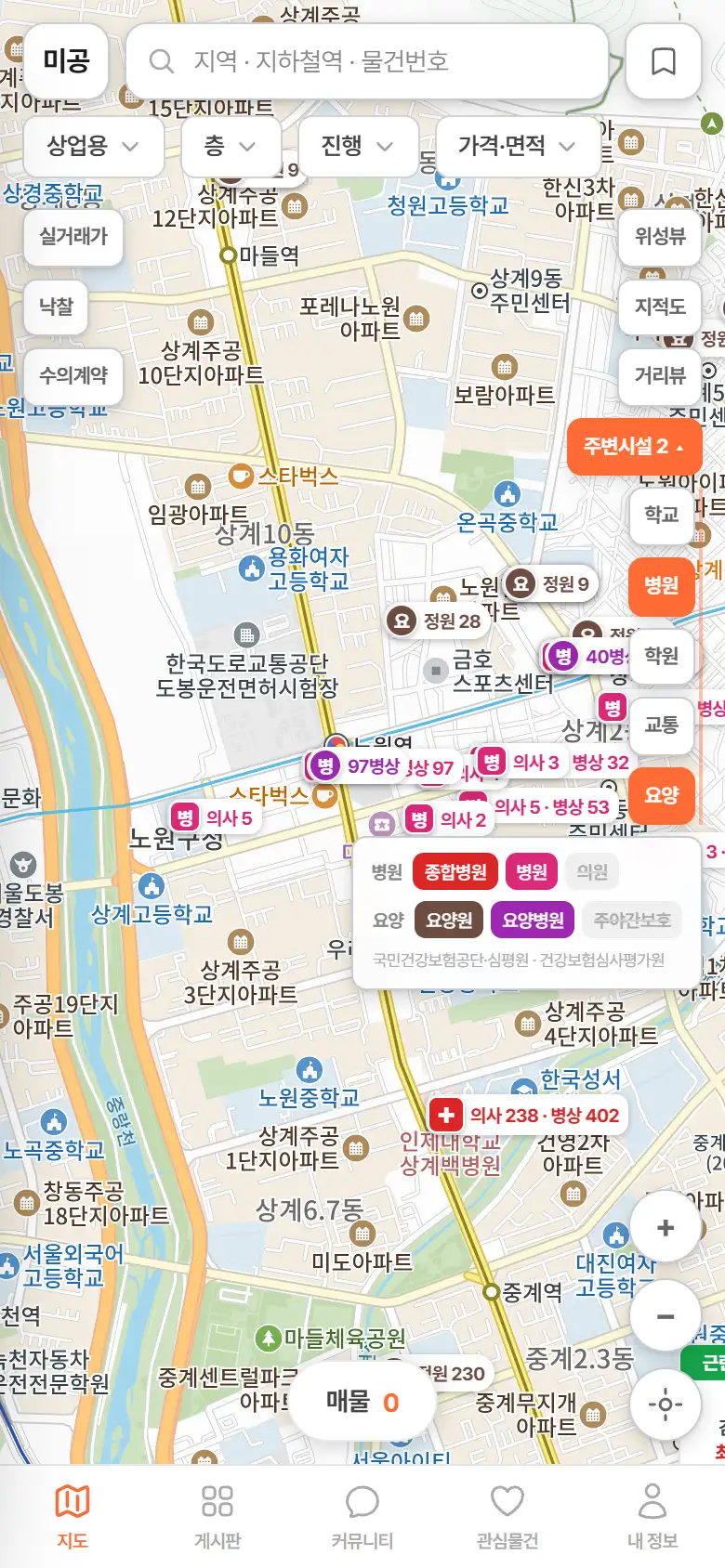 지도 병원·요양 레이어