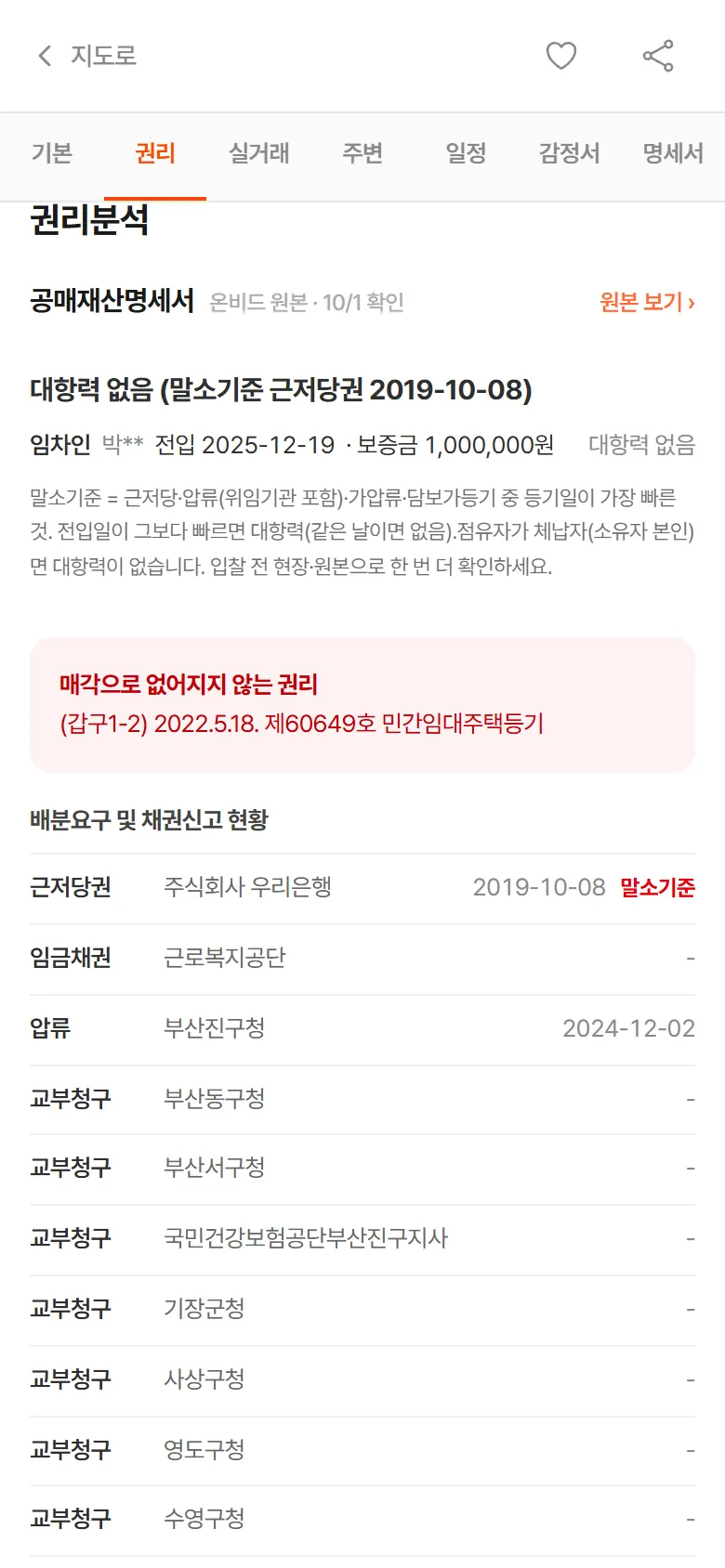 상세페이지 권리분석 — 공매재산명세서 판정